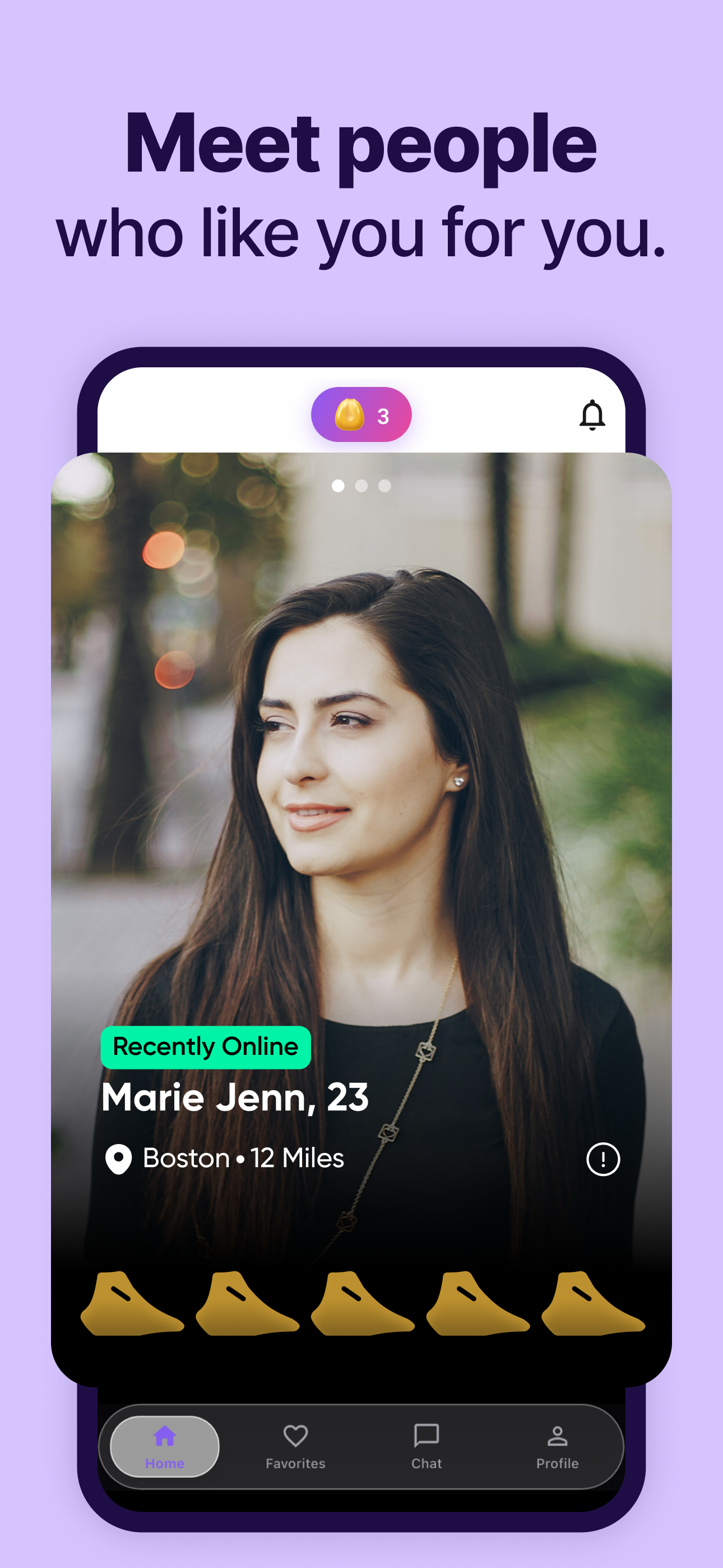 Geesly dating app 5-star rating and matching screen